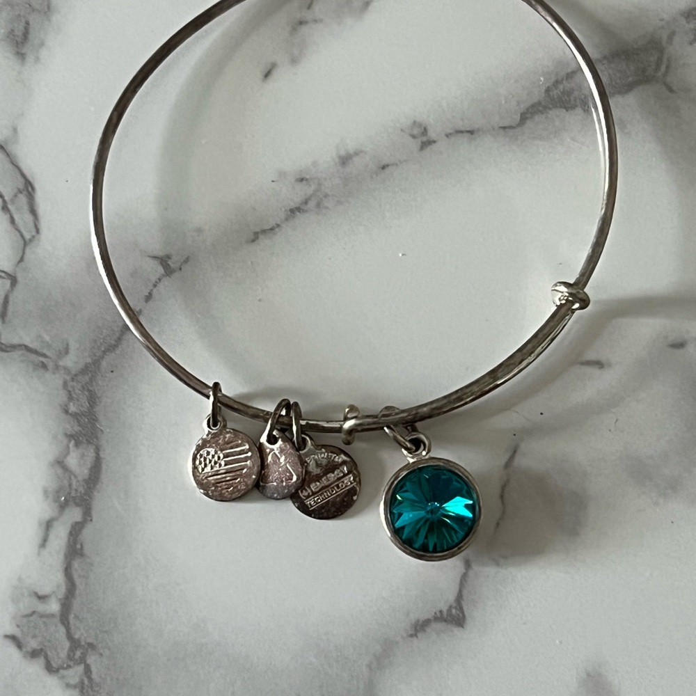 Alex and Ani Silver Blue Charm Bracelet